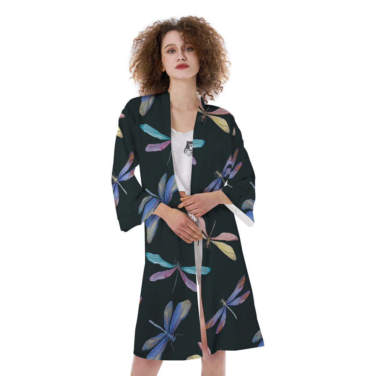 Dragonfly Vintage Print Pattern Kimono-grizzshop