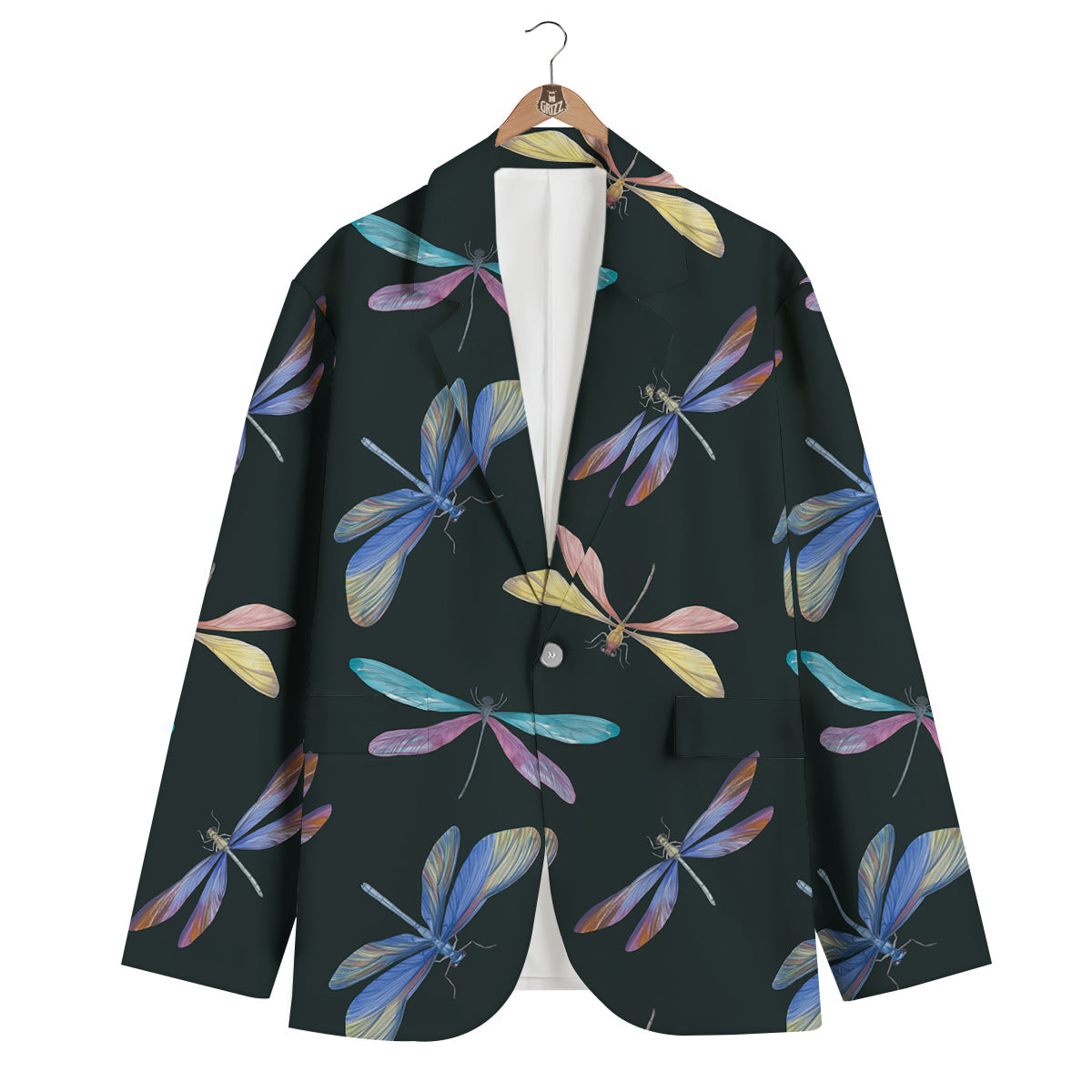 Dragonfly Vintage Print Pattern Men's Blazer-grizzshop