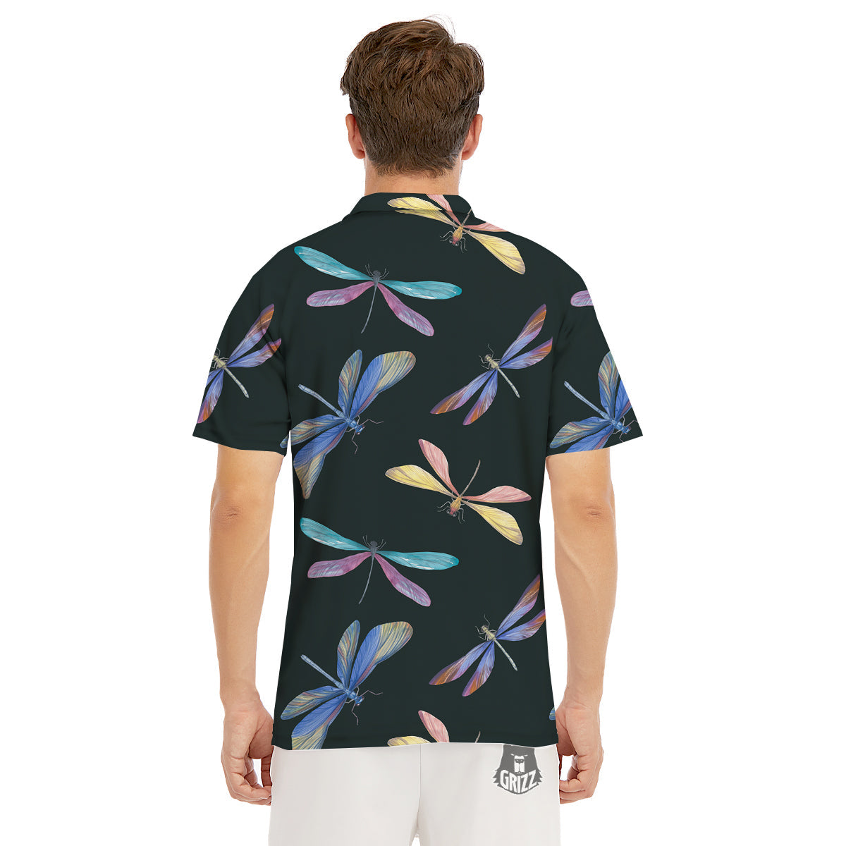 Dragonfly Vintage Print Pattern Men's Golf Shirts-grizzshop