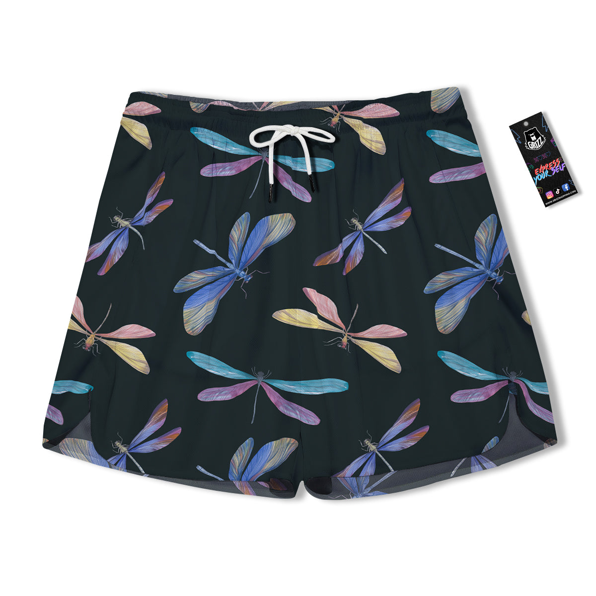 Dragonfly Vintage Print Pattern Men's Running Shorts-grizzshop