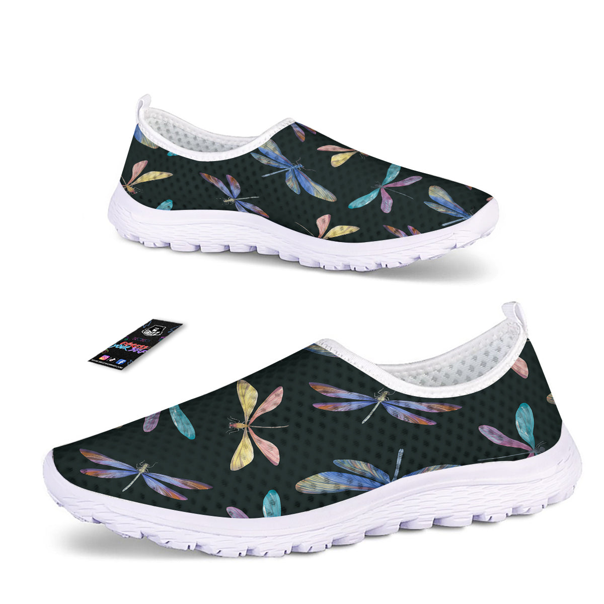Dragonfly Vintage Print Pattern Nurse Shoes-grizzshop