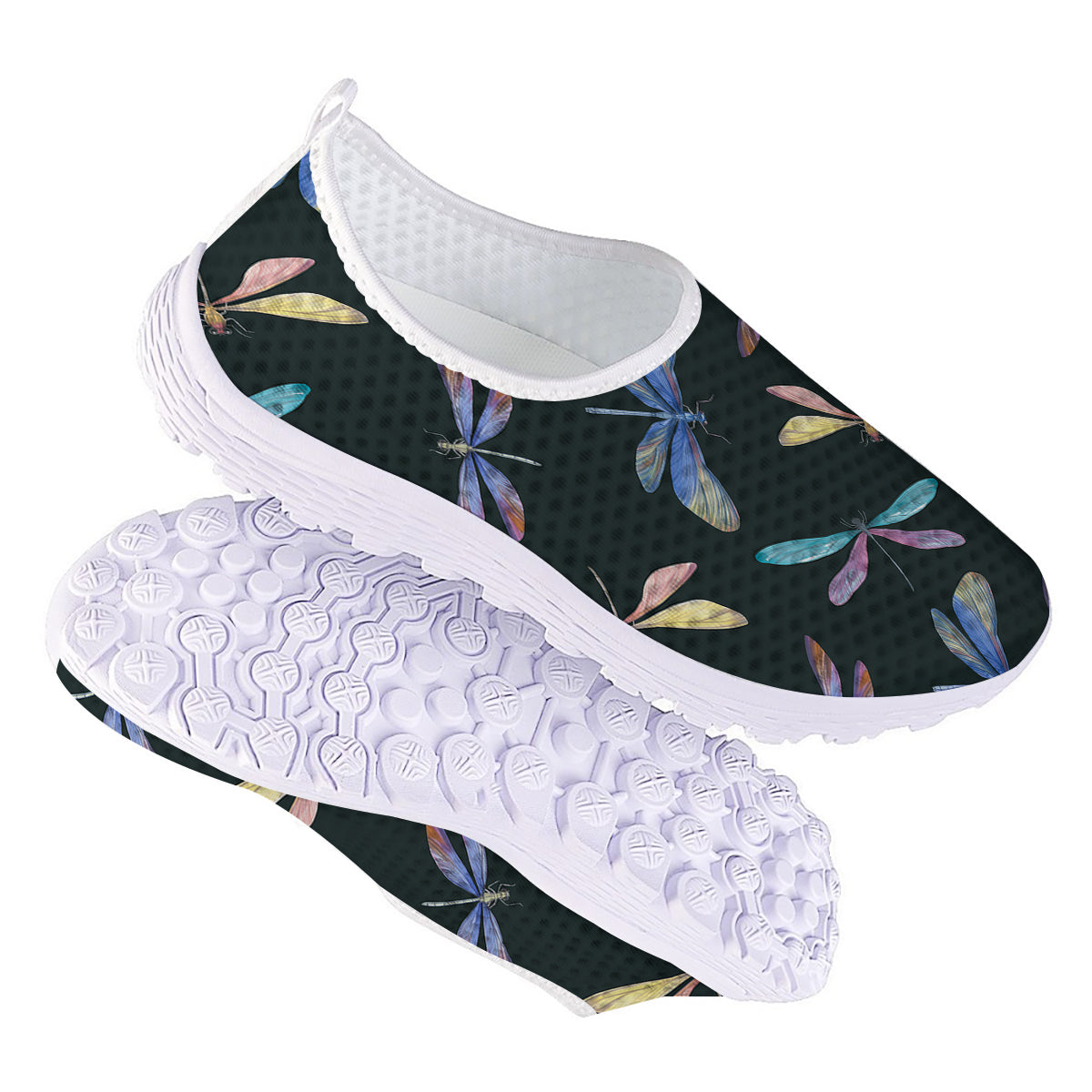 Dragonfly Vintage Print Pattern Nurse Shoes-grizzshop