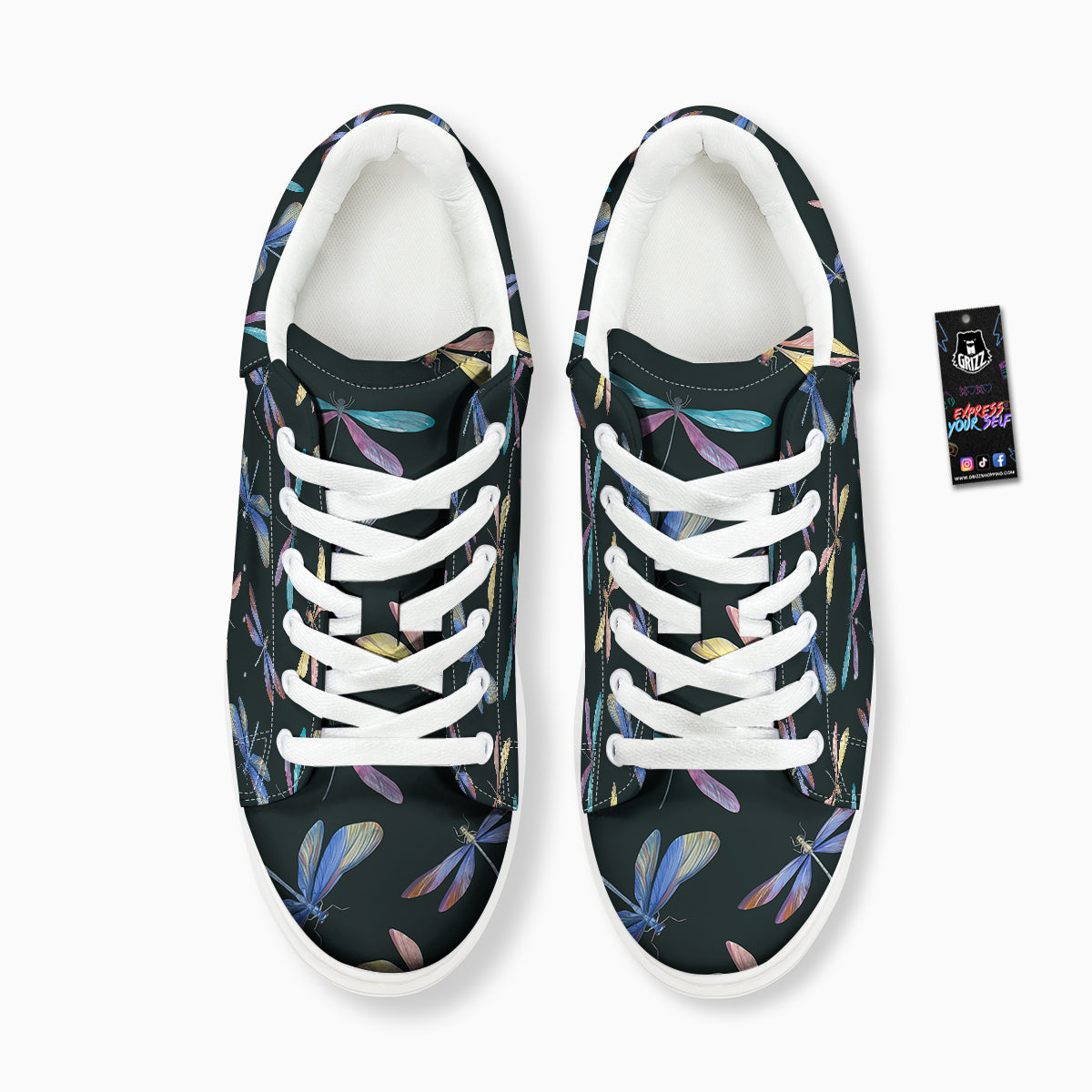 Dragonfly Vintage Print Pattern Platform Shoes-grizzshop