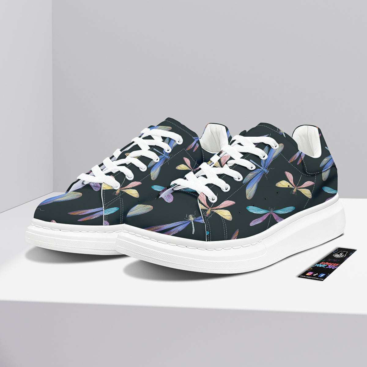 Dragonfly Vintage Print Pattern Platform Shoes-grizzshop