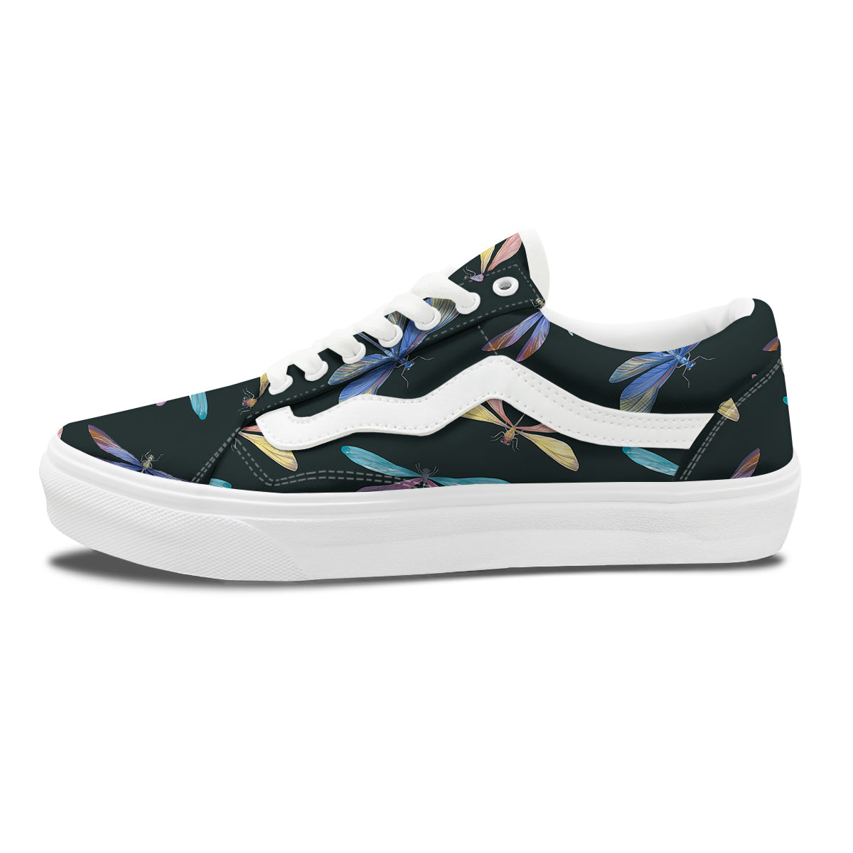 Dragonfly Vintage Print Pattern Skate Shoes-grizzshop