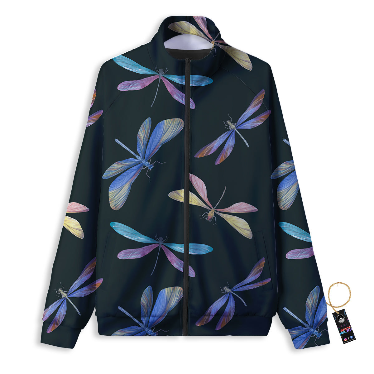 Dragonfly Vintage Print Pattern Track Jacket-grizzshop