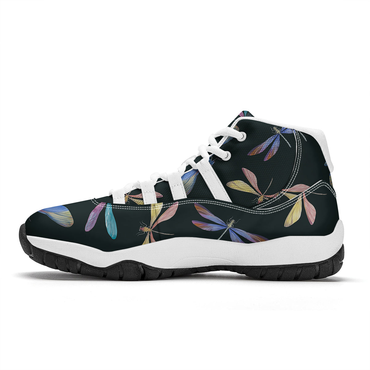 Dragonfly Vintage Print Pattern White Bball Shoes-grizzshop