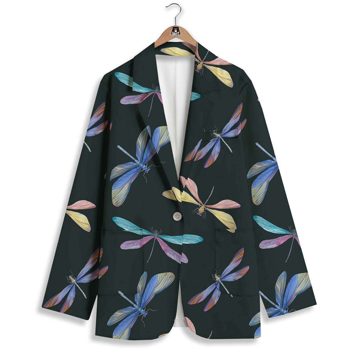 Dragonfly Vintage Print Pattern Women's Blazer-grizzshop