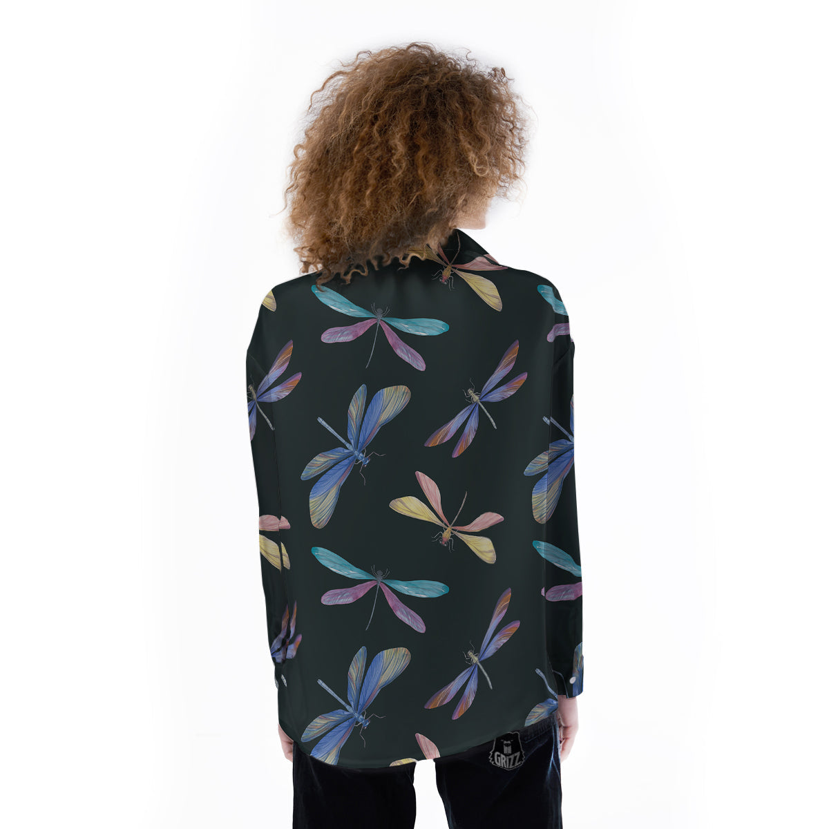 Dragonfly Vintage Print Pattern Women's Long Sleeve Shirts-grizzshop
