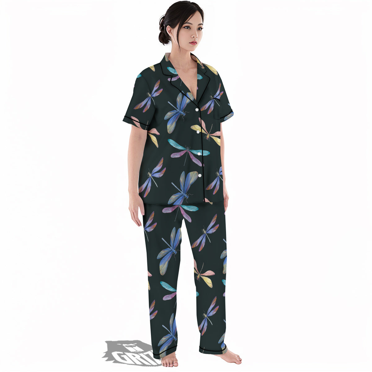 Dragonfly Vintage Print Pattern Women's Pajamas Set-grizzshop