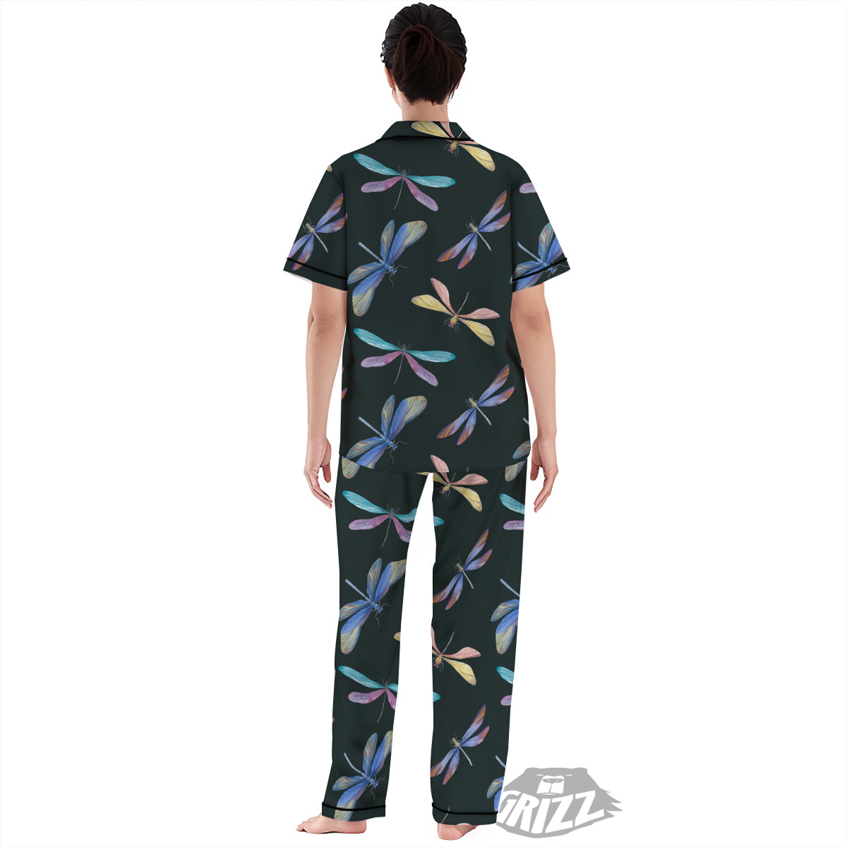 Dragonfly Vintage Print Pattern Women's Pajamas Set-grizzshop