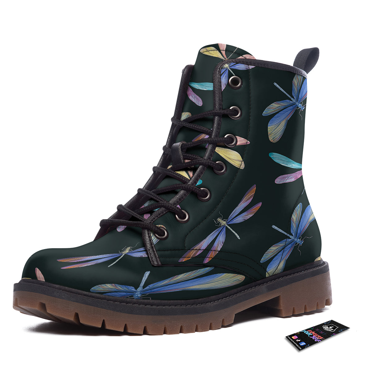 Dragonfly Vintage Print Pattern Work Boots-grizzshop