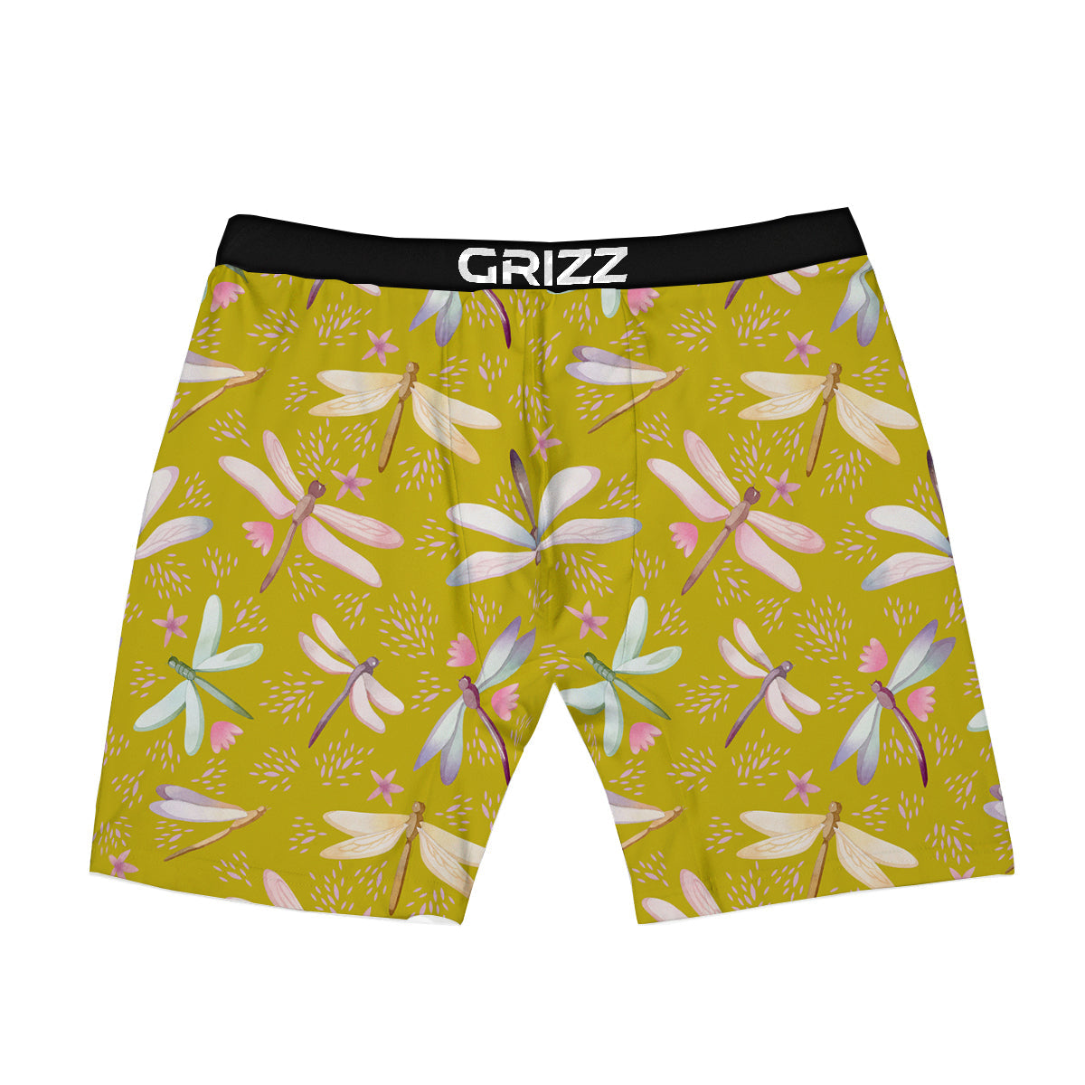 Dragonfly Yellow Watercolor Print Pattern Boxer Briefs-grizzshop