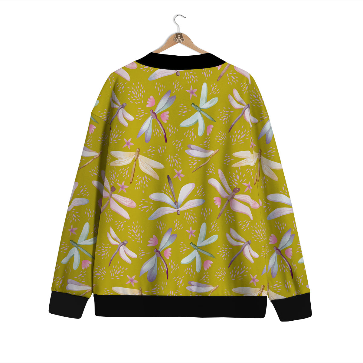 Dragonfly Yellow Watercolor Print Pattern Cardigan-grizzshop