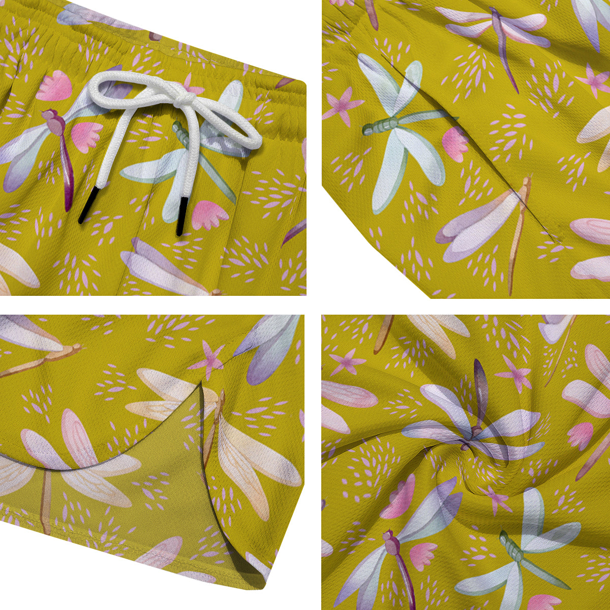Dragonfly Yellow Watercolor Print Pattern Men's Running Shorts-grizzshop