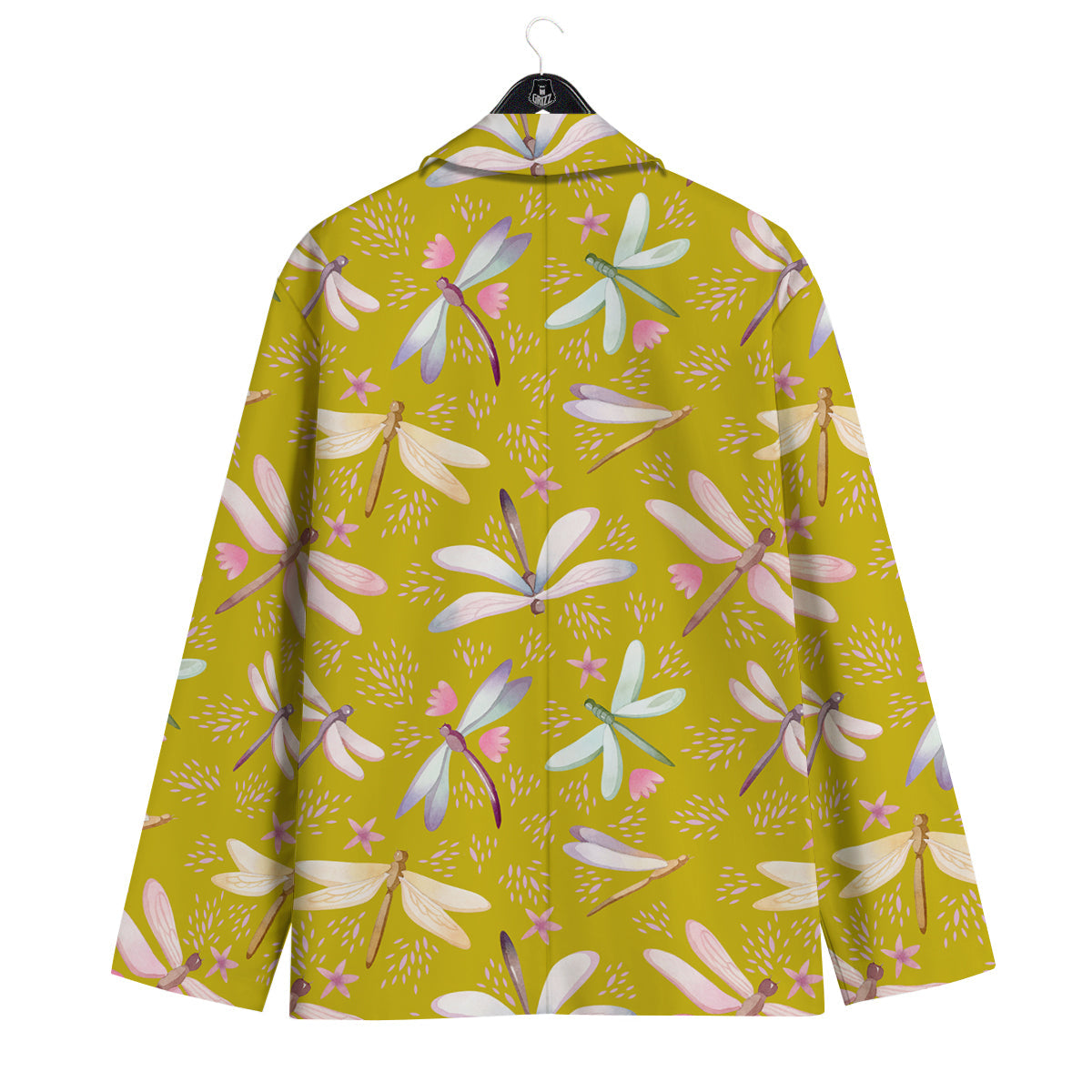 Dragonfly Yellow Watercolor Print Pattern Men's Sport Coat-grizzshop