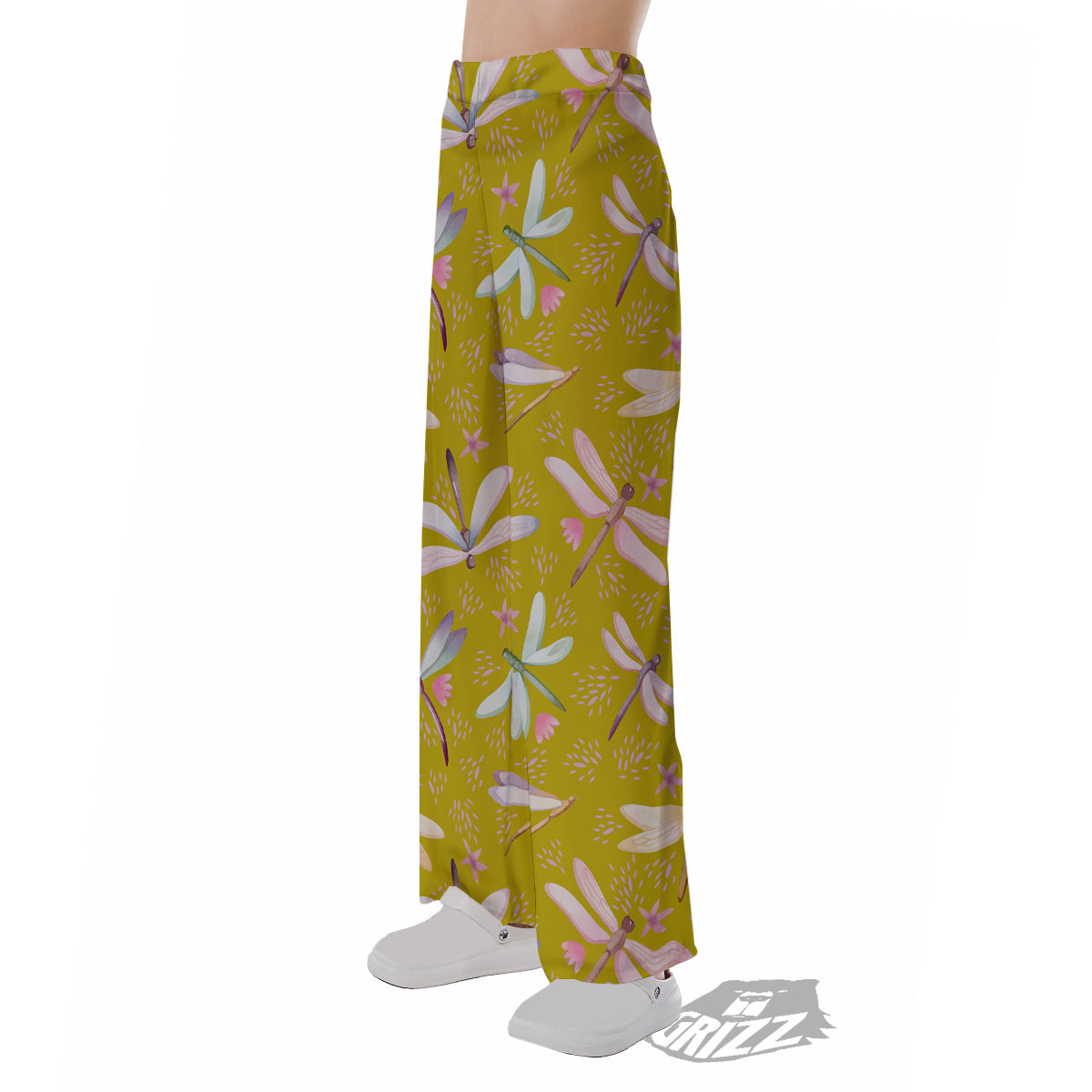 Dragonfly Yellow Watercolor Print Pattern Pajama Pants-grizzshop