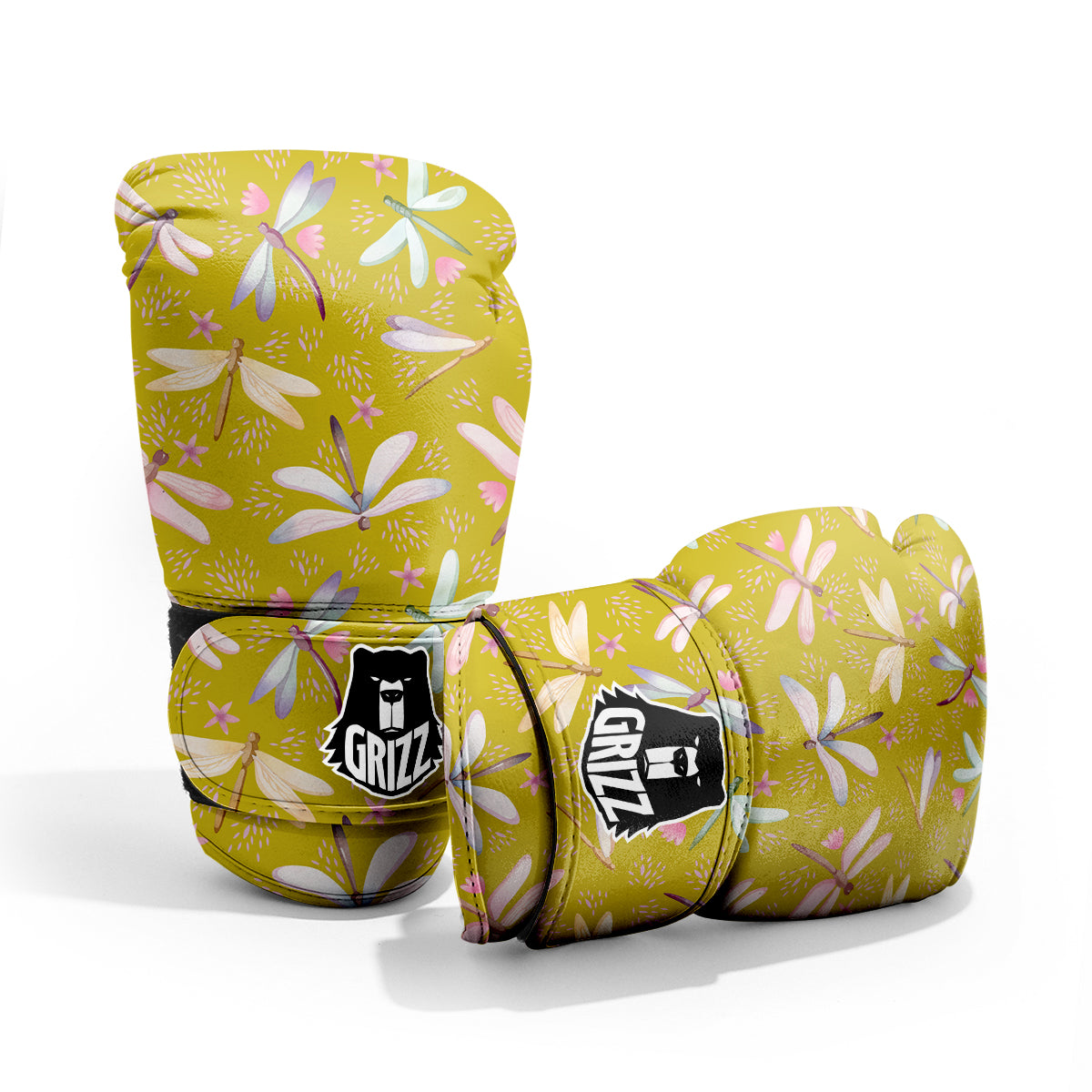 Dragonfly Yellow Watercolor Print Pattern Pro Boxing Glove