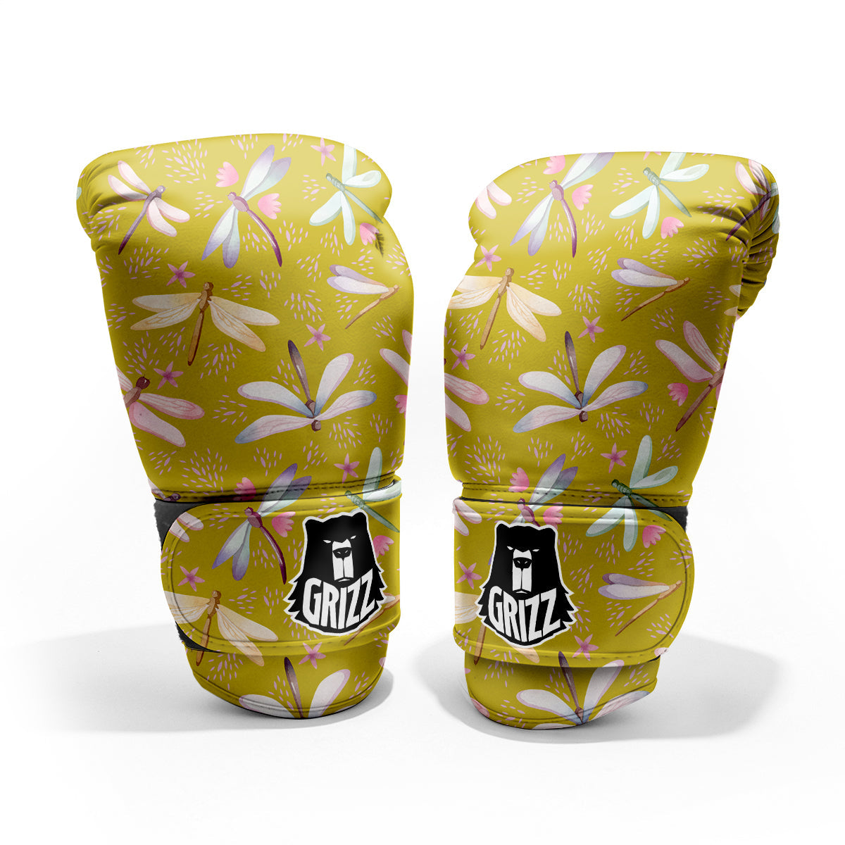 Dragonfly Yellow Watercolor Print Pattern Pro Boxing Glove