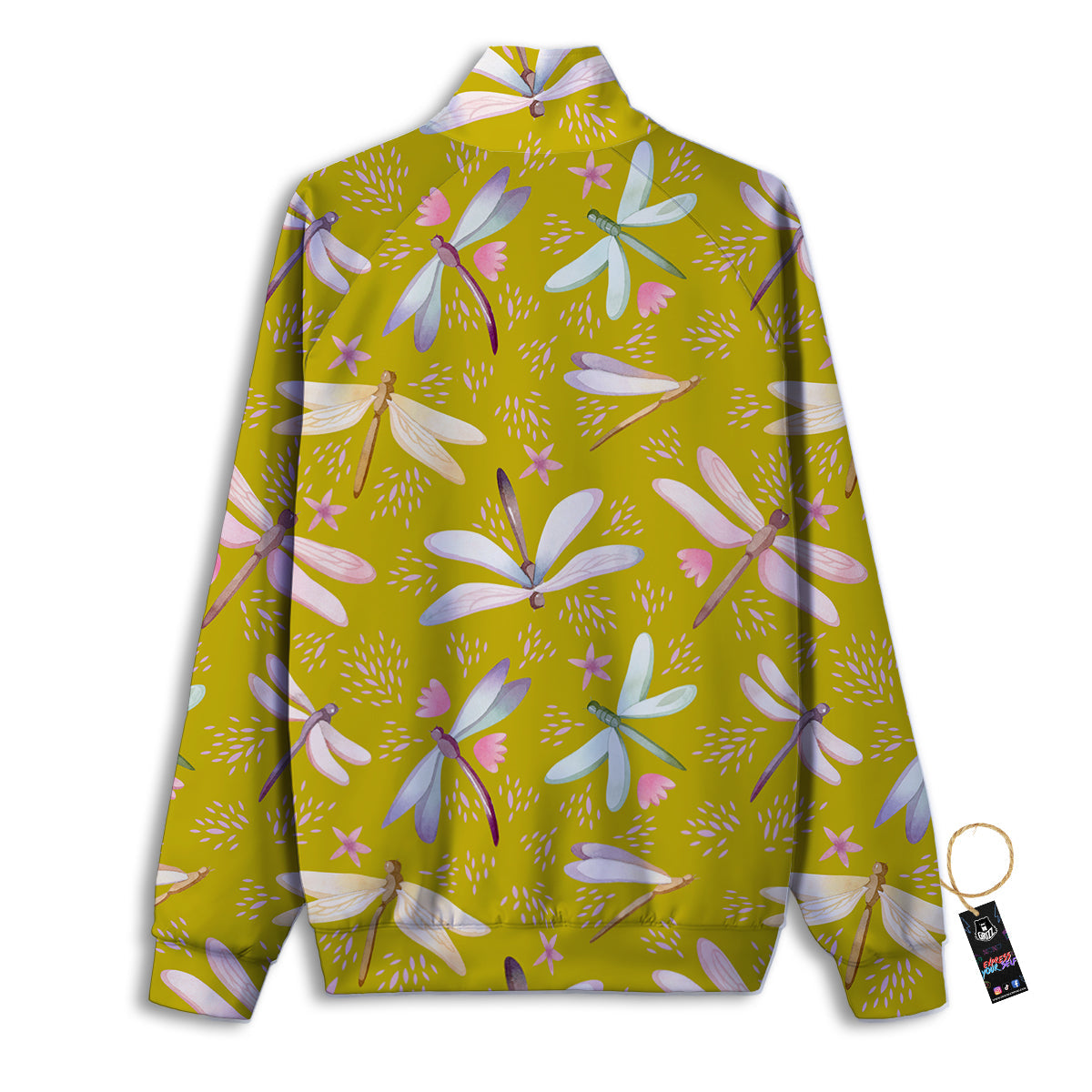 Dragonfly Yellow Watercolor Print Pattern Track Jacket-grizzshop