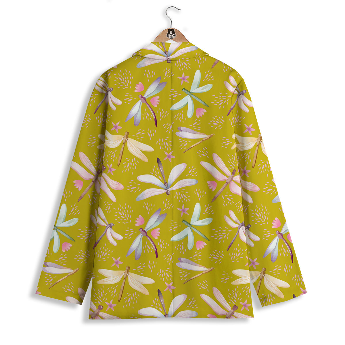 Dragonfly Yellow Watercolor Print Pattern Women's Blazer-grizzshop