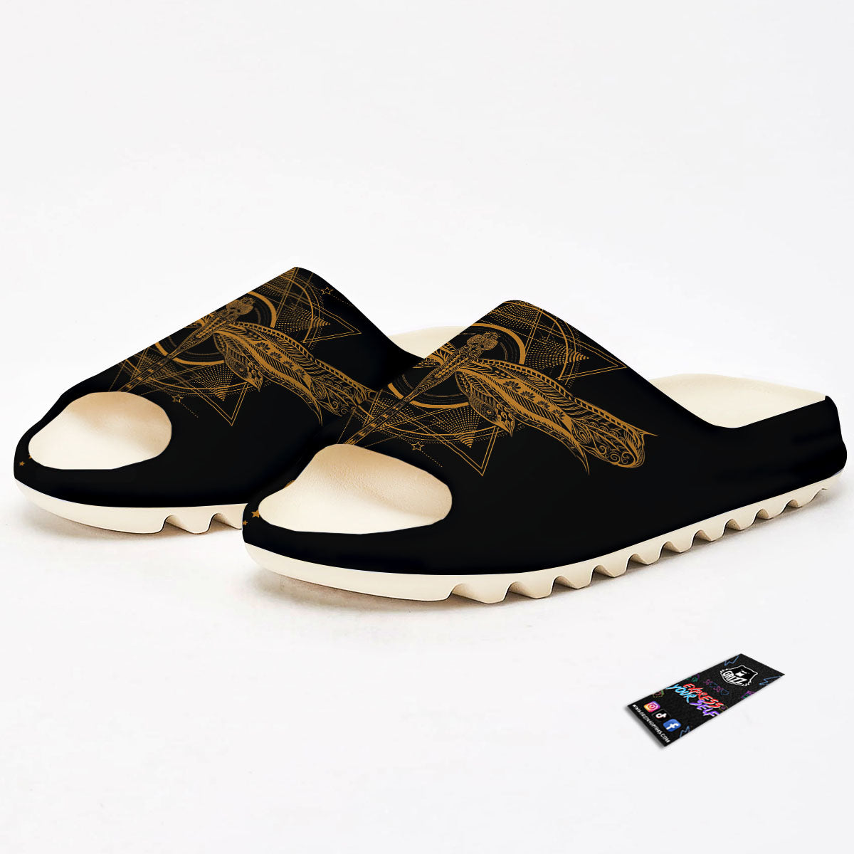Dragonfly Boho Gold Print Sandals-grizzshop