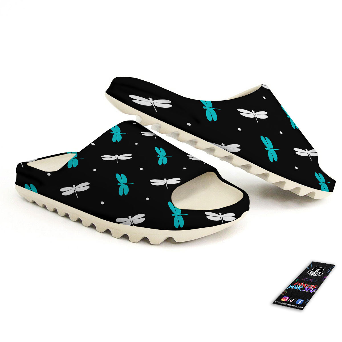Dragonfly Polka Dot Print Pattern Sandals-grizzshop