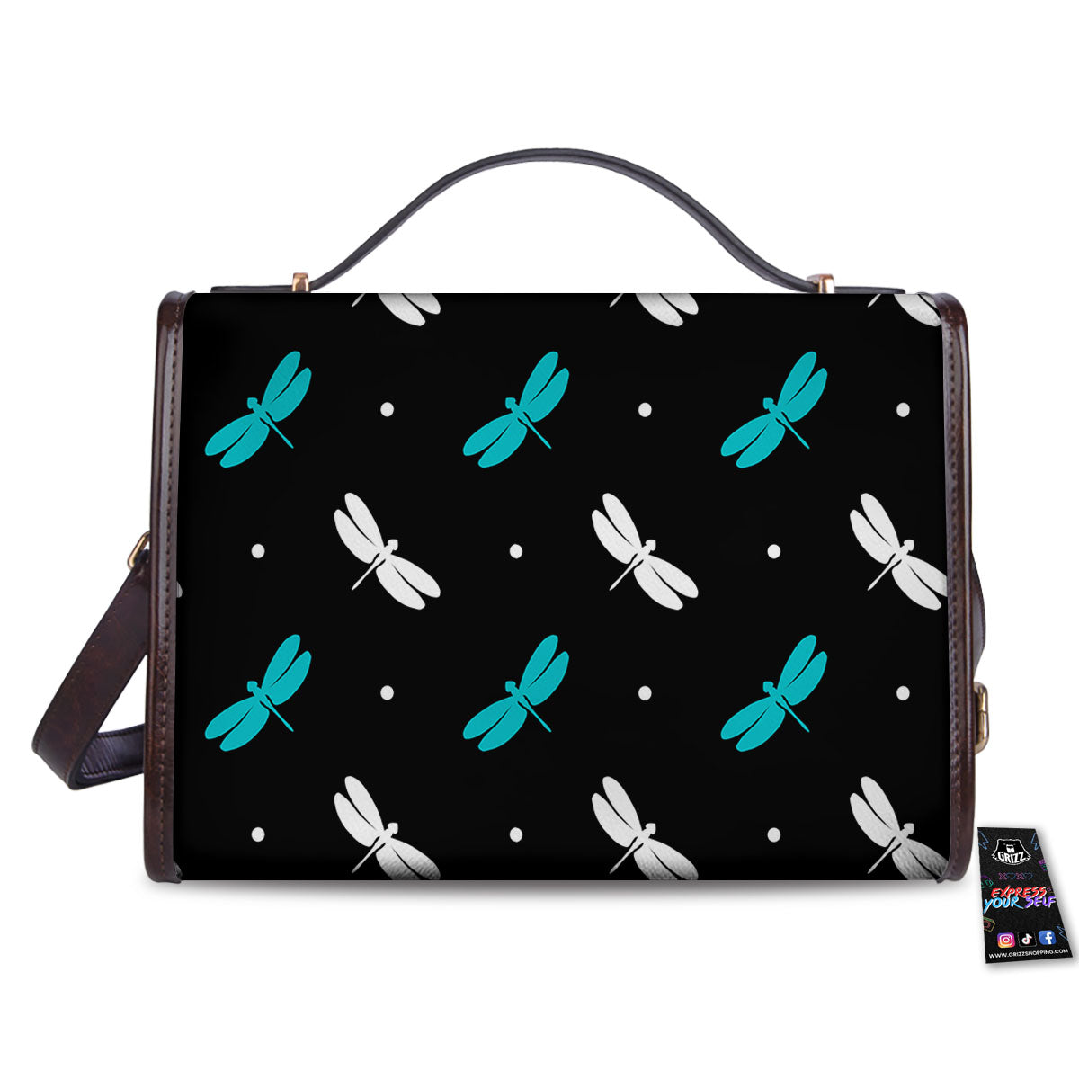 Dragonfly Polka Dot Print Pattern Women's Satchel Bag