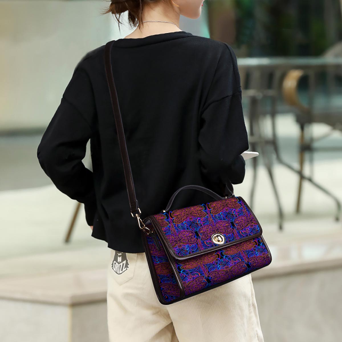 Dragonfly Trippy Print Pattern Women's Satchel Bag