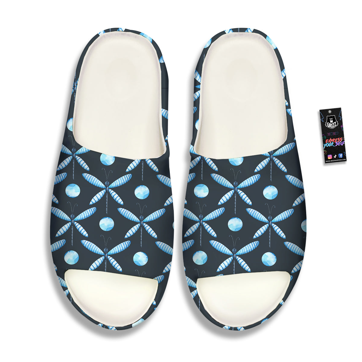Dragonfly Turquoise Print Pattern Sandals-grizzshop