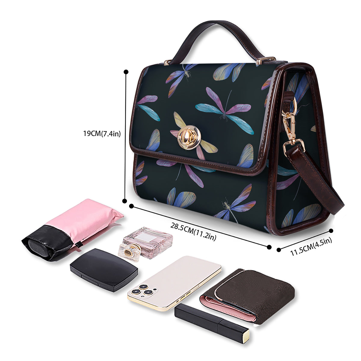 Dragonfly Vintage Print Pattern Women's Satchel Bag