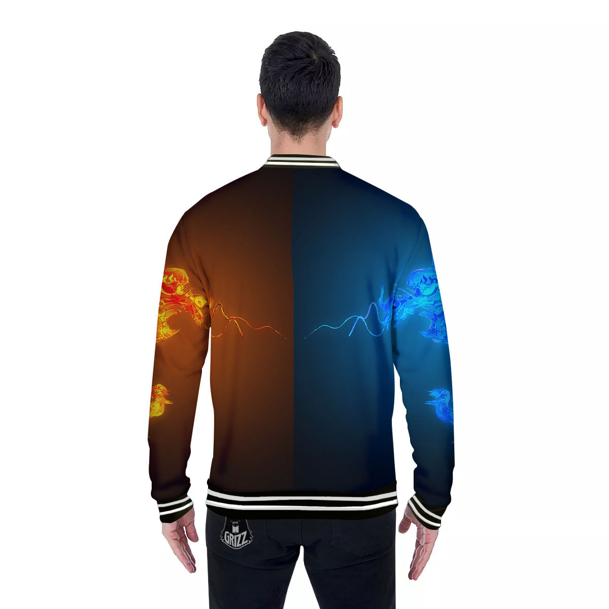 Dragons Ice And Fire Print Baseball Jacket-grizzshop