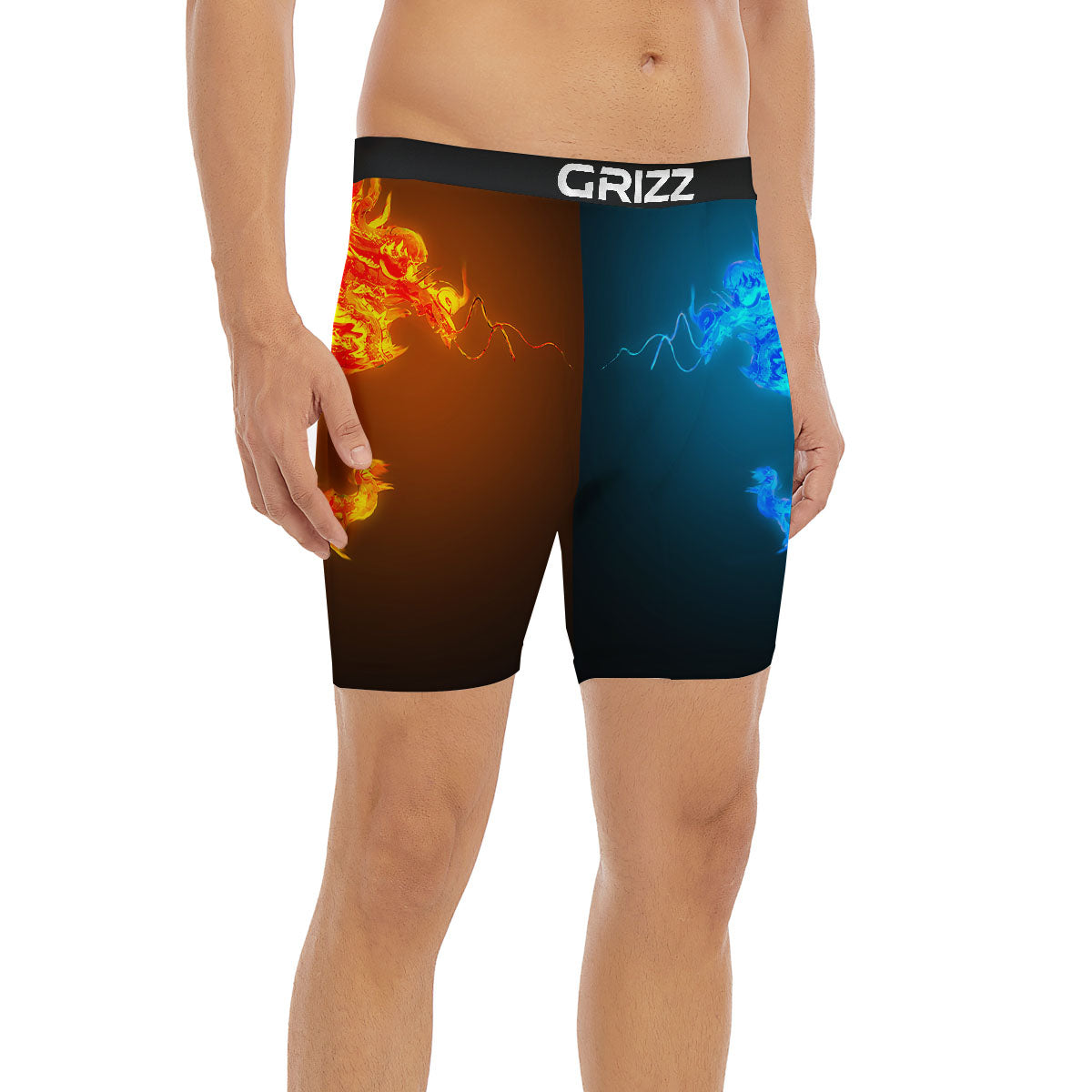 Dragons Ice And Fire Print Boxer Briefs-grizzshop