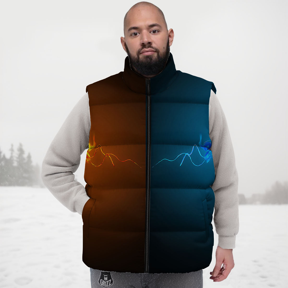 Dragons Ice And Fire Print Down Vest