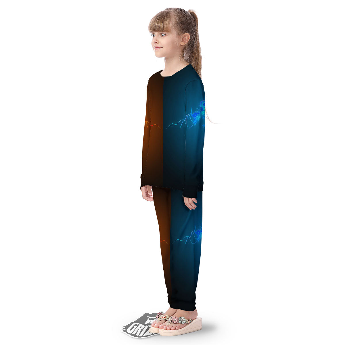 Dragons Ice And Fire Print Kid's Pajamas-grizzshop