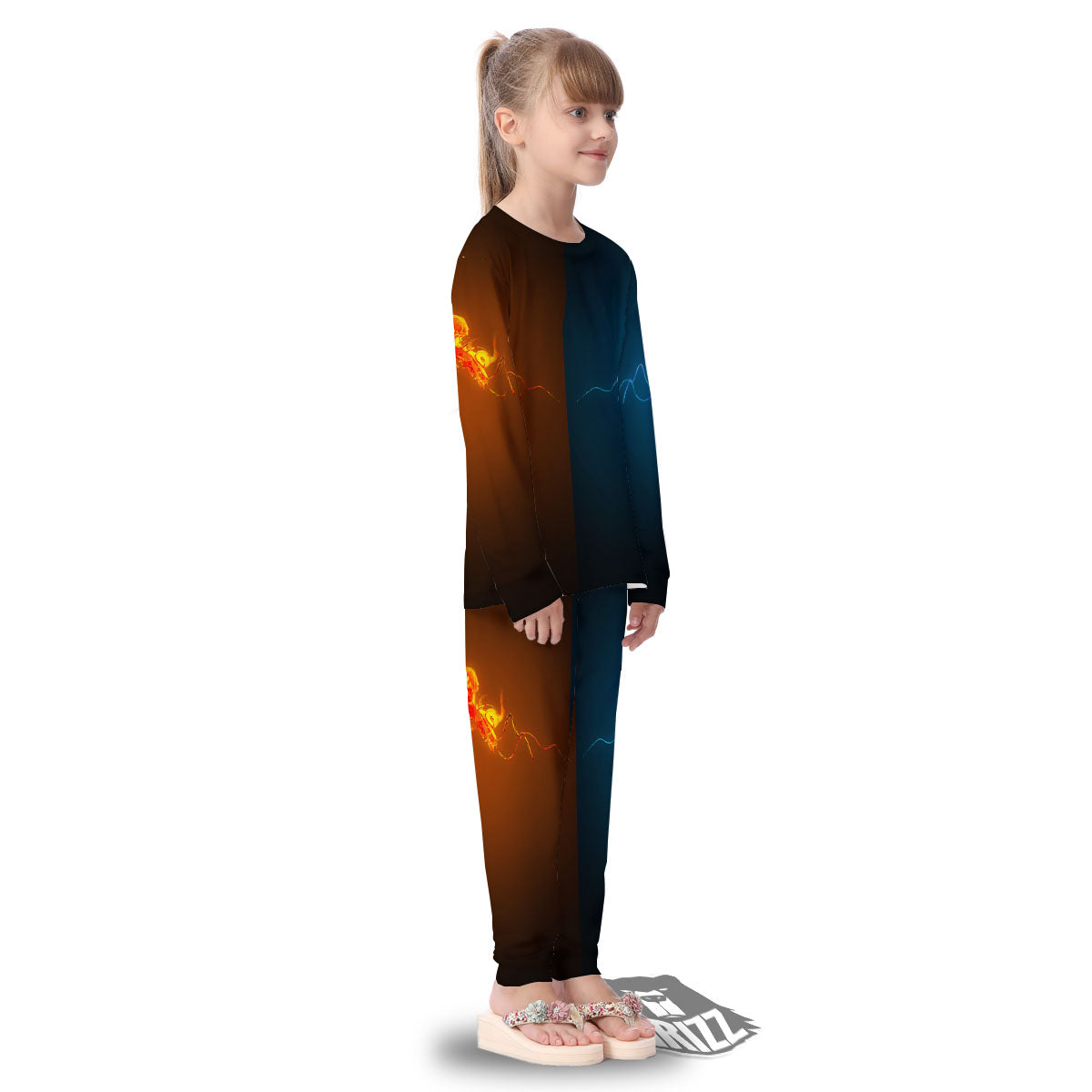 Dragons Ice And Fire Print Kid's Pajamas-grizzshop