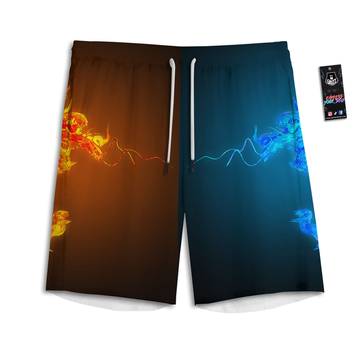 Elephant Indian Blue Print Pattern Men's Athletic Shorts
