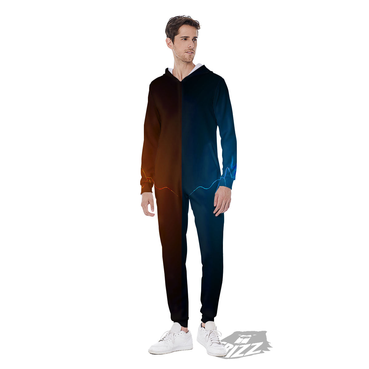 Dragons Ice And Fire Print Men's Jumpsuit-grizzshop