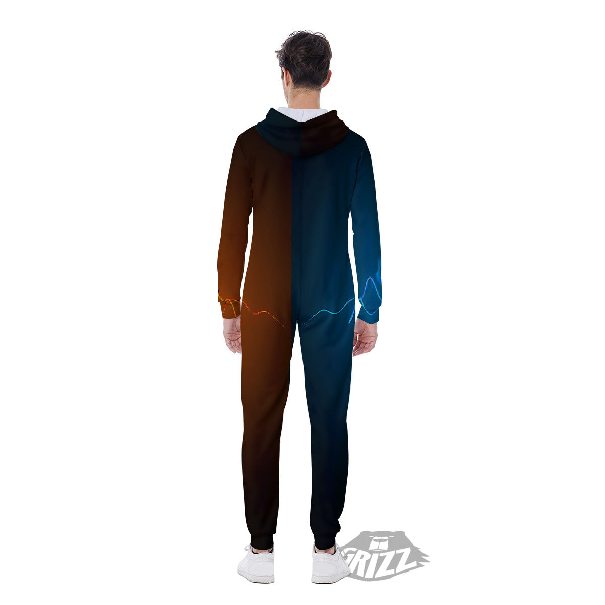 Dragons Ice And Fire Print Men's Jumpsuit-grizzshop