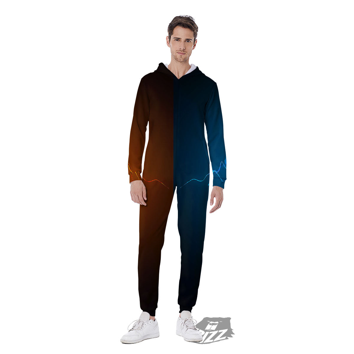 Dragons Ice And Fire Print Men's Jumpsuit-grizzshop