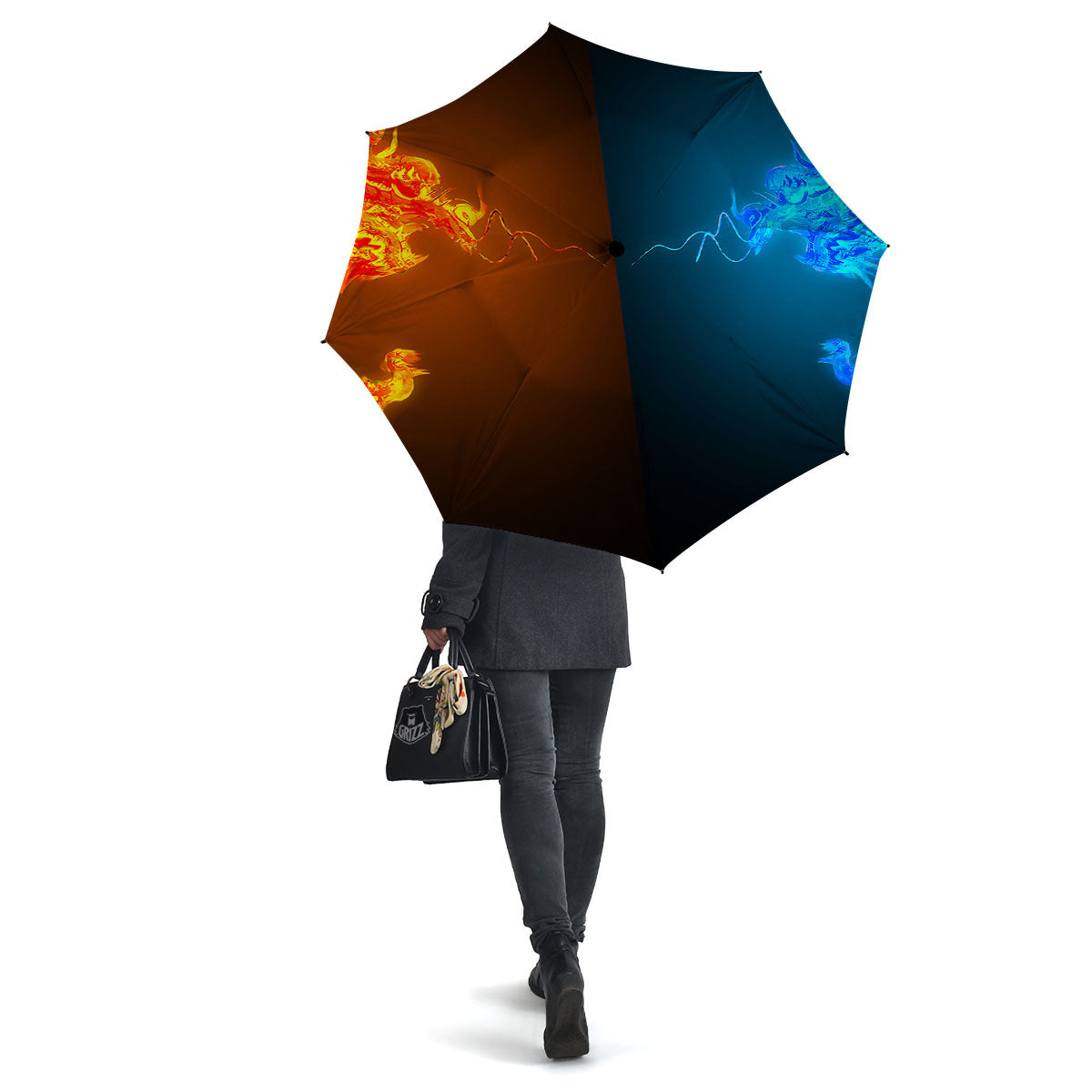 Dragons Ice And Fire Print Umbrella-grizzshop