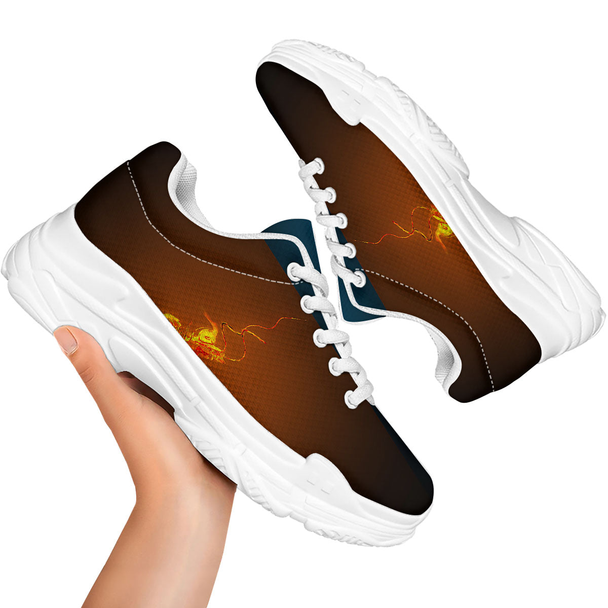 Dragons Ice And Fire Print White Chunky Shoes-grizzshop