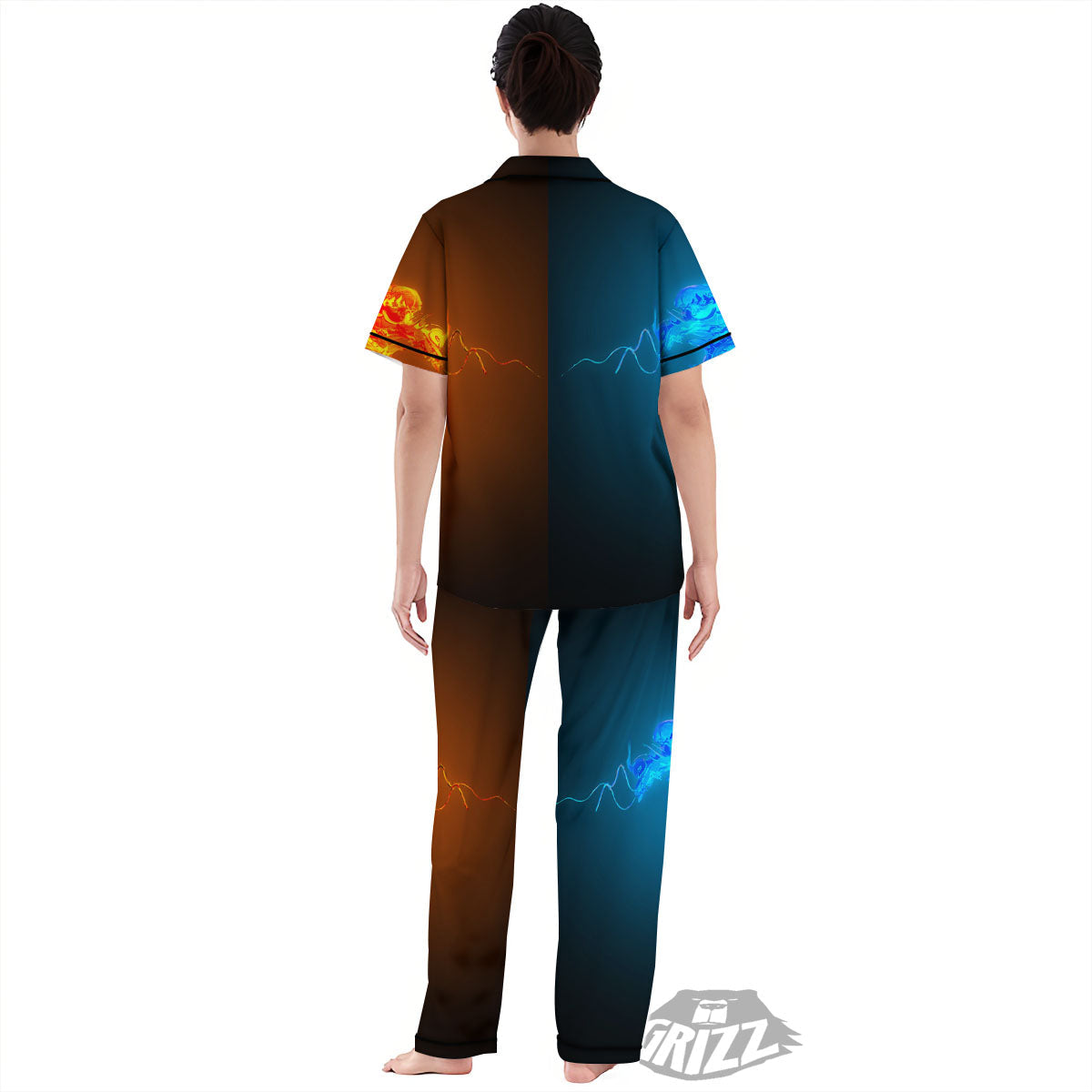 Dragons Ice And Fire Print Women's Pajamas Set-grizzshop