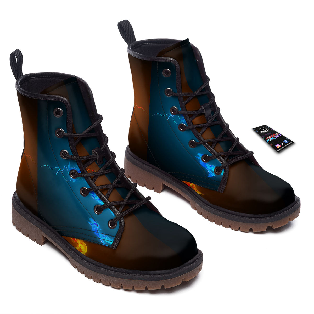 Dragons Ice And Fire Print Work Boots-grizzshop