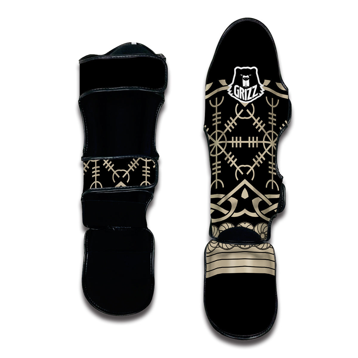 Drakkar Ship Viking Norse Muay Thai Shin Guards-grizzshop