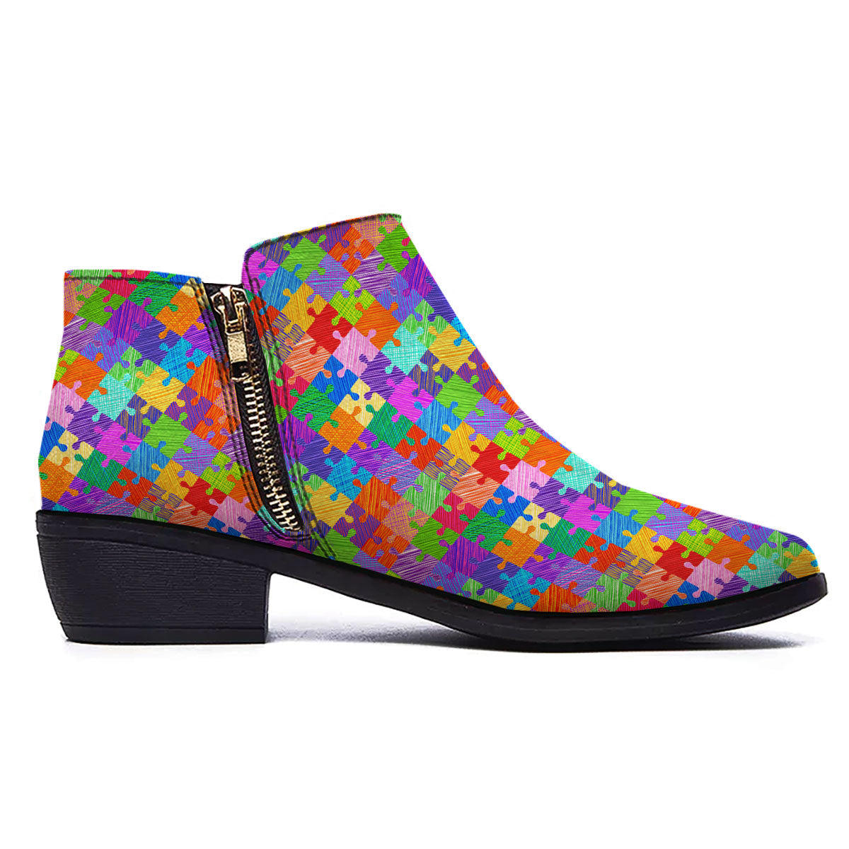 Drawing Autism Awareness Print Ankle Boots-grizzshop