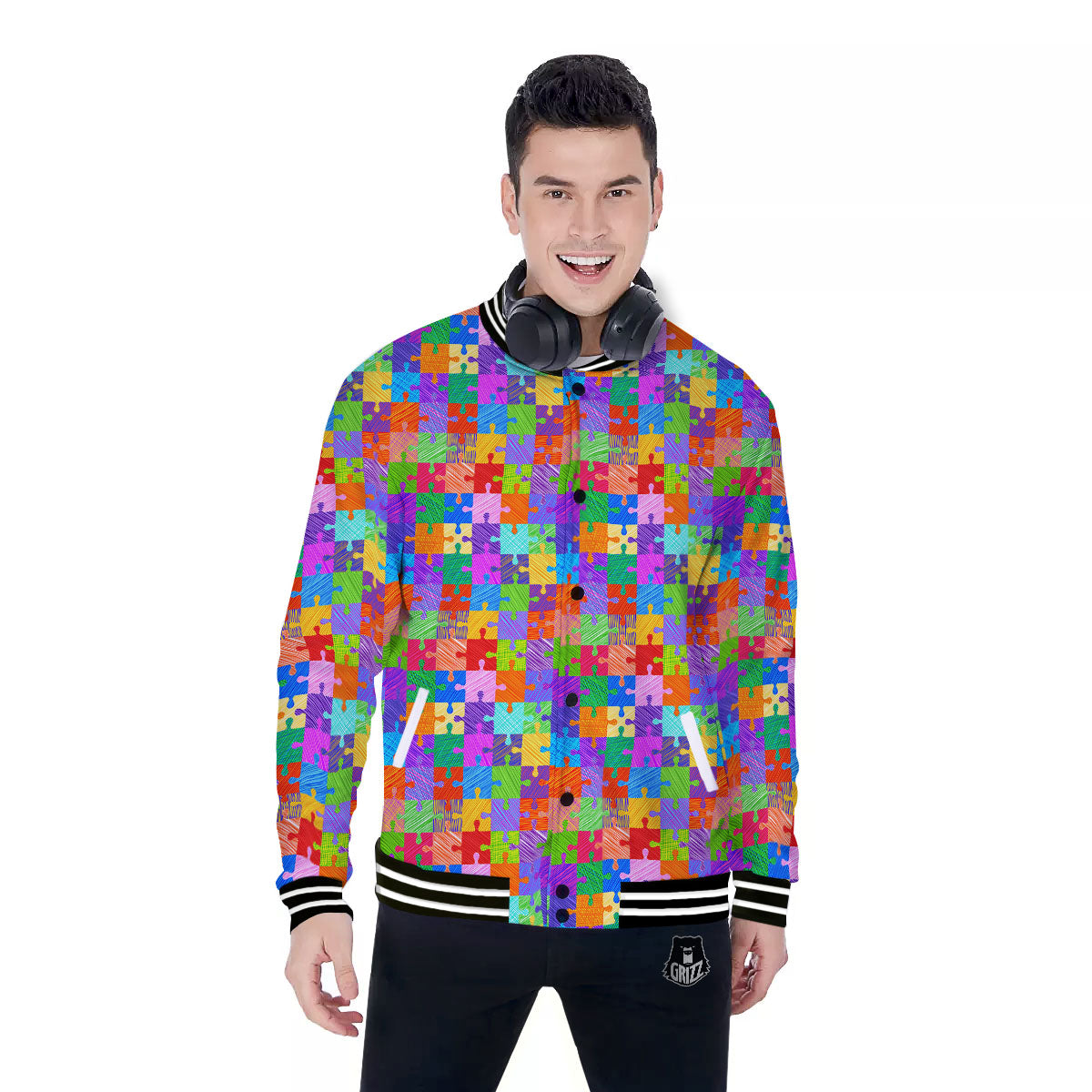 Drawing Autism Awareness Print Baseball Jacket-grizzshop