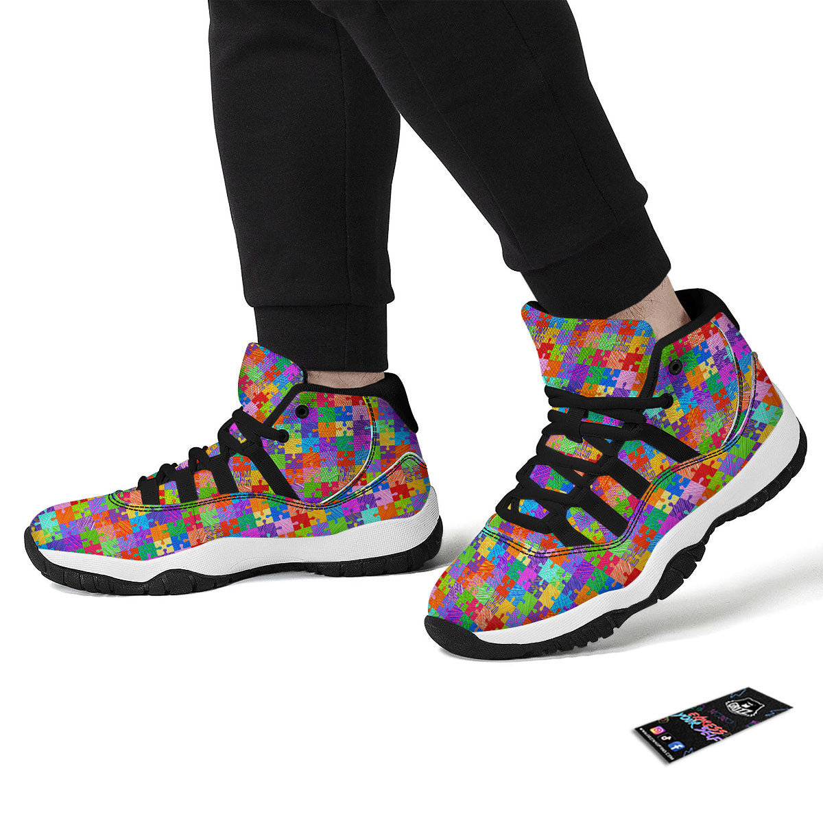 Drawing Autism Awareness Print Black Bball Shoes-grizzshop