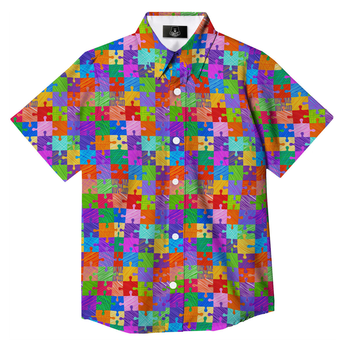 Drawing Autism Awareness Print Button Up Shirt-grizzshop