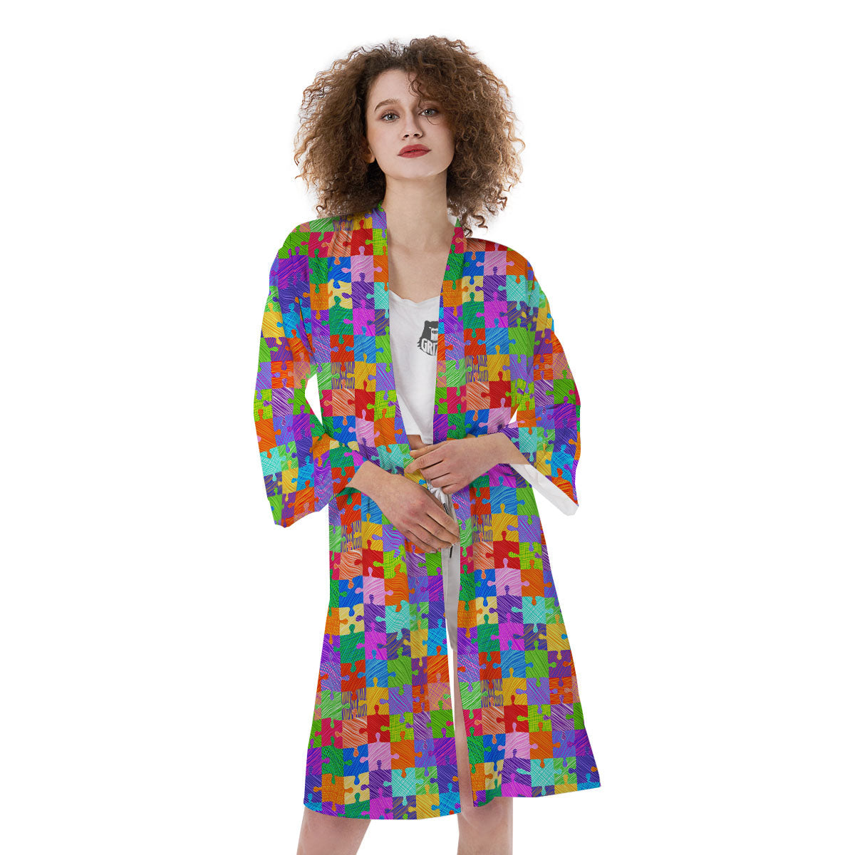 Drawing Autism Awareness Print Kimono-grizzshop